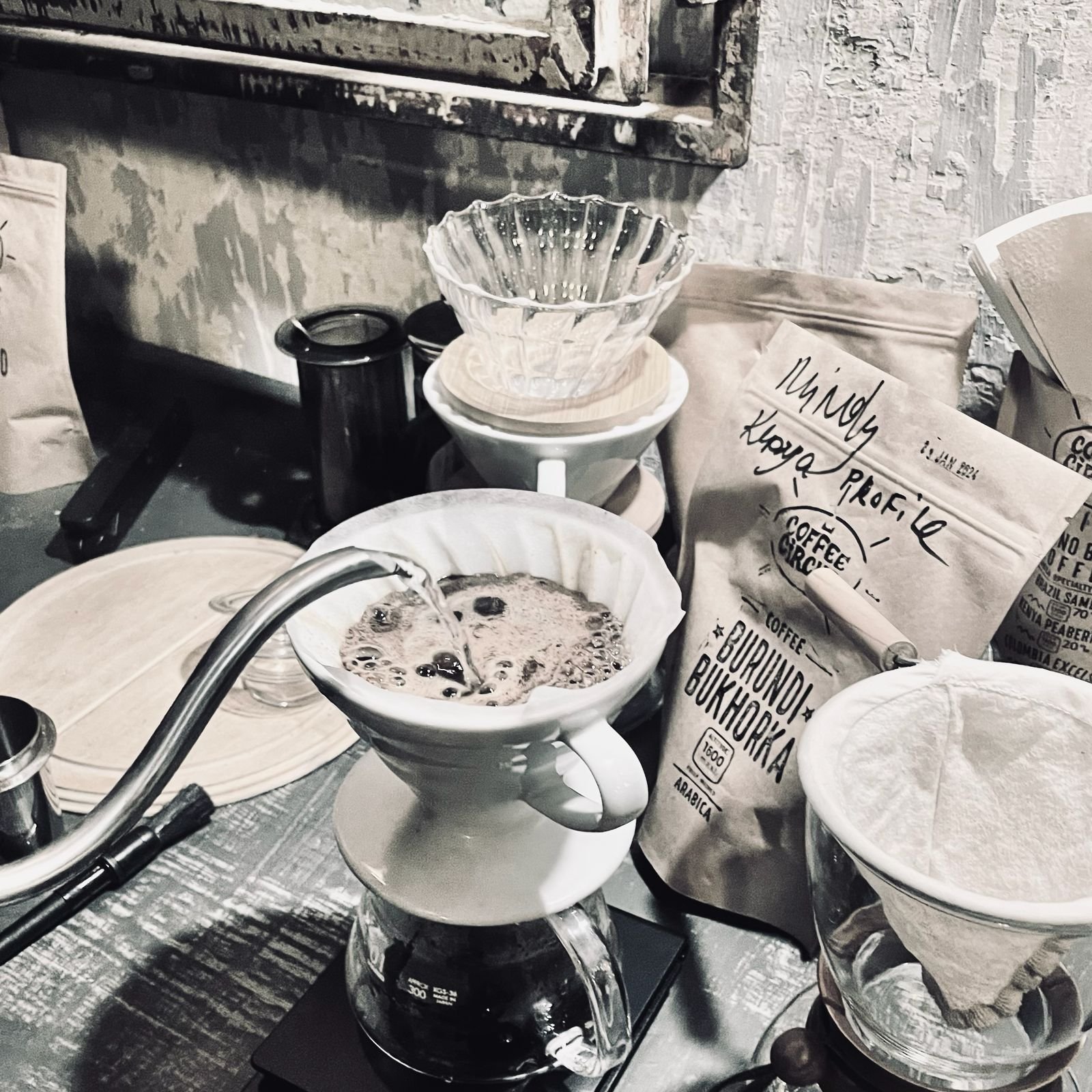 Pour over coffee brewing 